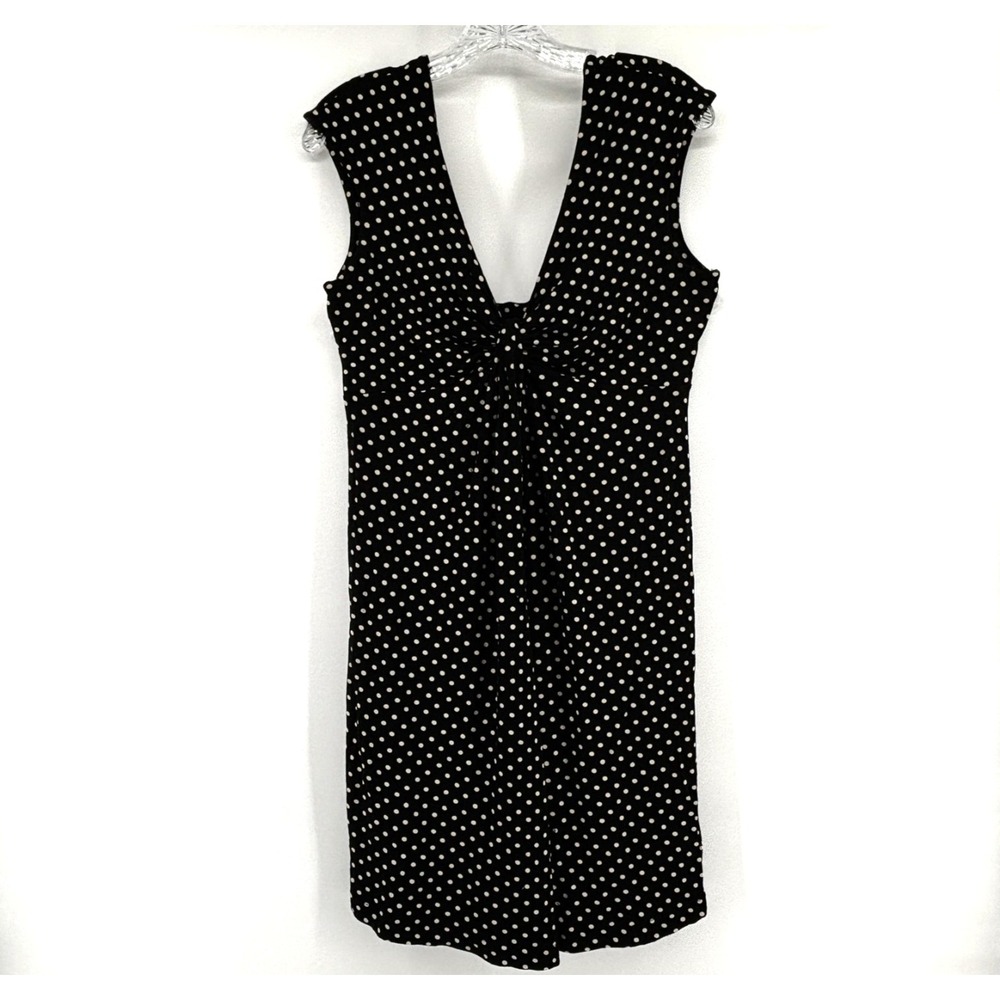 Y2K Maternity Babydoll Polka Dot Dress Sz‎ L Black Beige Parisian Summer Preppy